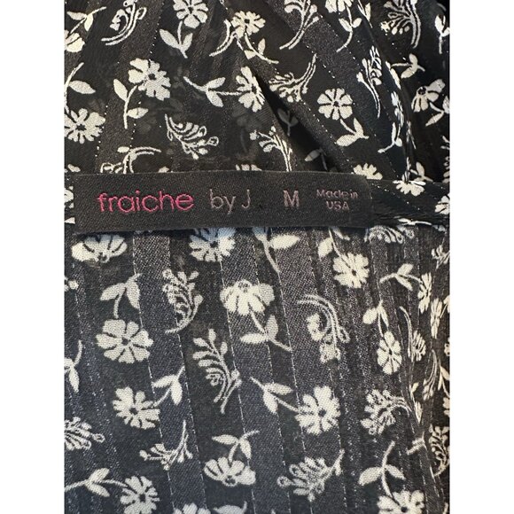 Fraiche by J Long Sleeve Boho Wrap Maxi Dress MEDIUM Black White Silver Floral - Picture 4 of 5